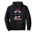 Croatia Flag Croatian Messy Bun Hoodie - Minimalist Print for Adults - T-Shirt, Sweatshirt, Hoodie