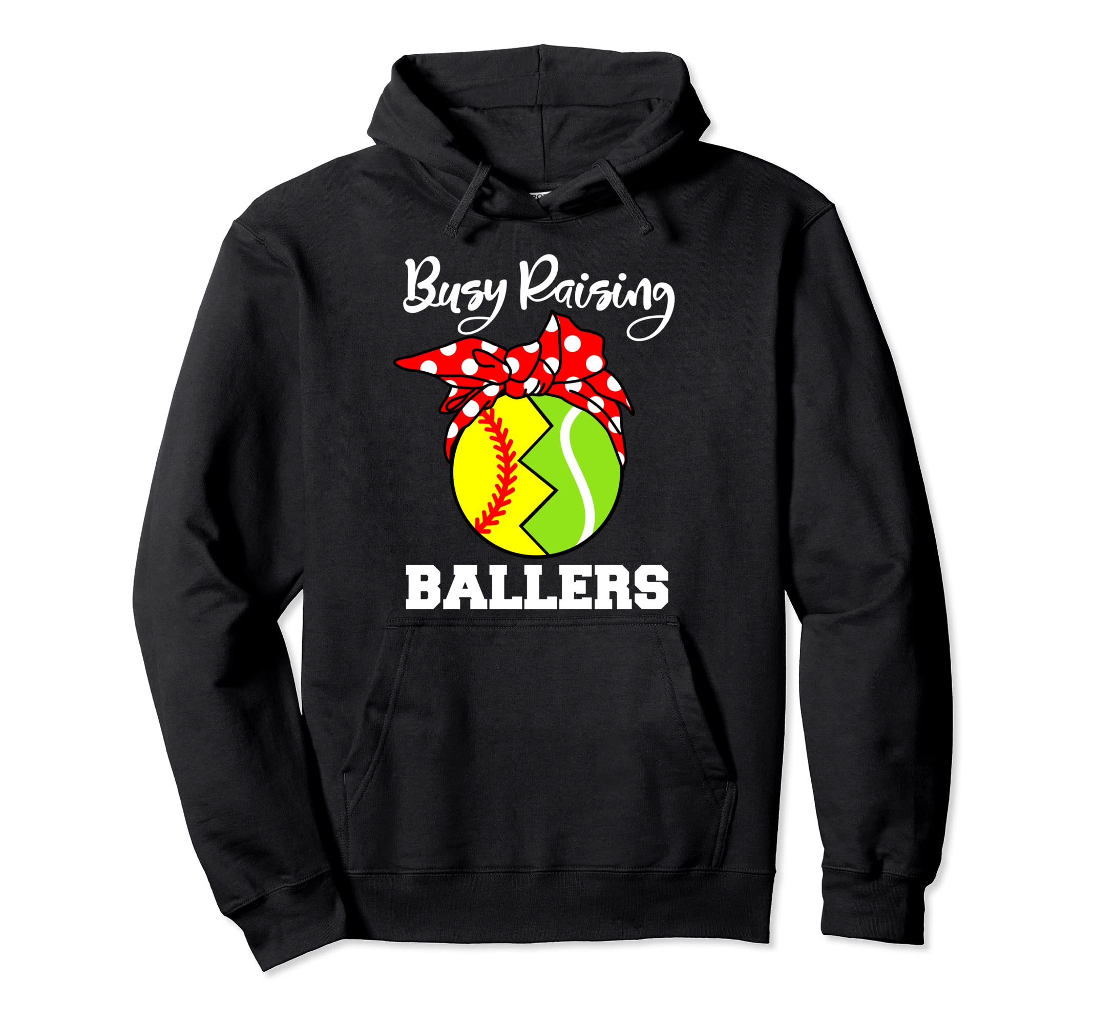 Busy Raising Ballers Funny Softball Hoodie - Minimalist Print Men Women - T-Shirt, Sweatshirt, Hoodie