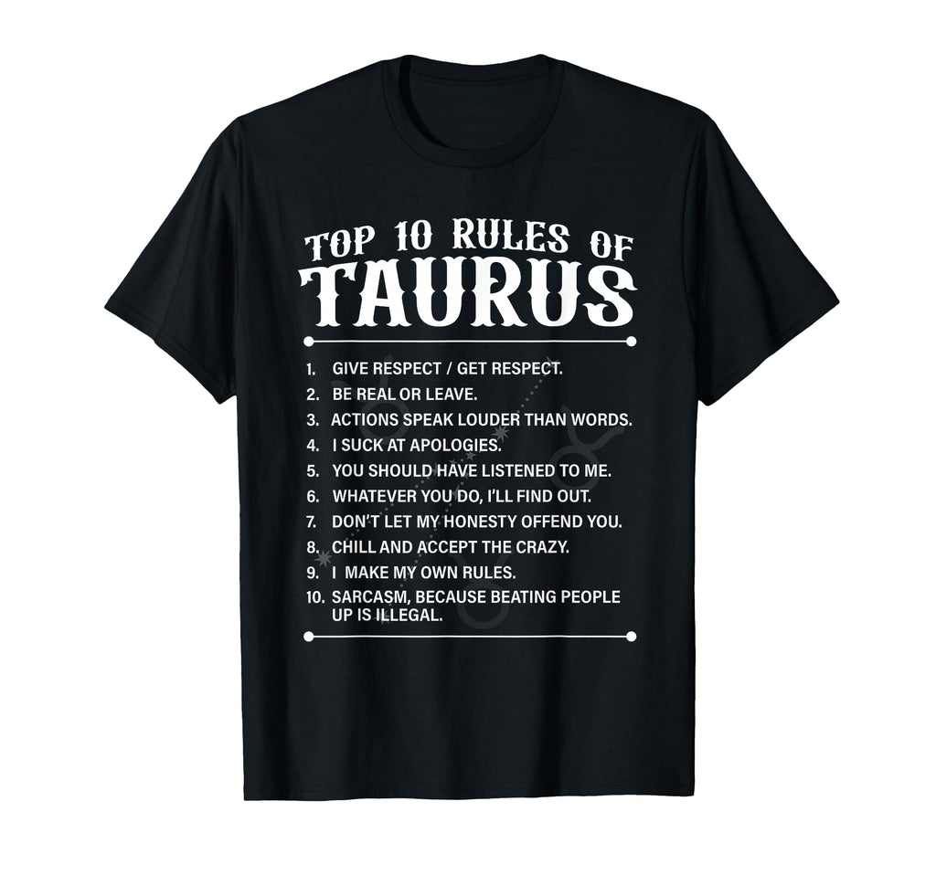 10 Rules Taurus Zodiac Sign T-Shirt - Aesthetic Graphic for Adults - T-Shirt, Sweatshirt, Hoodie