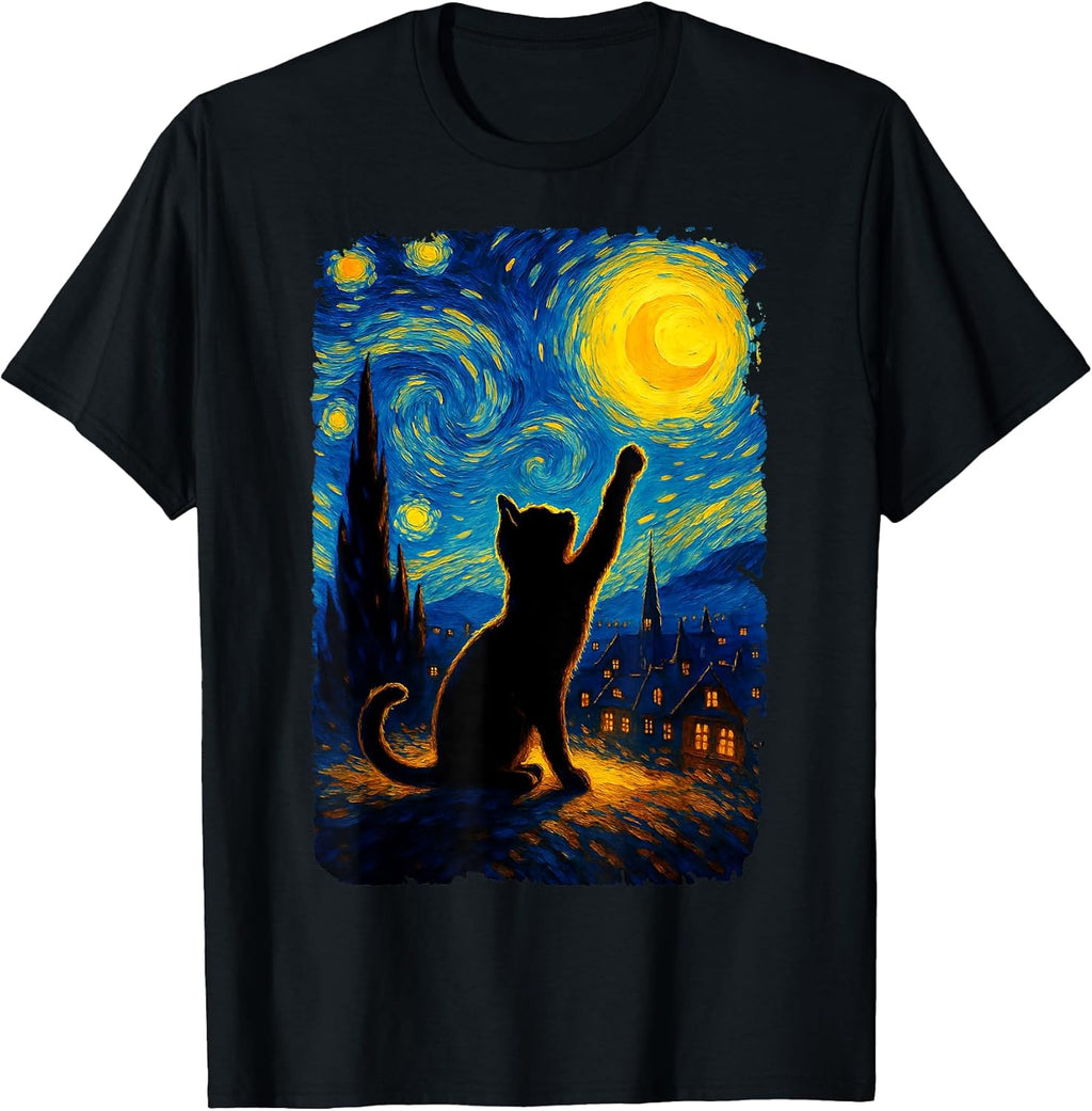 Funny Starry Night Cat Lover Graphic - Adult & Kids T-Shirts, Sweatshirts & Hoodies apparel design preview 1