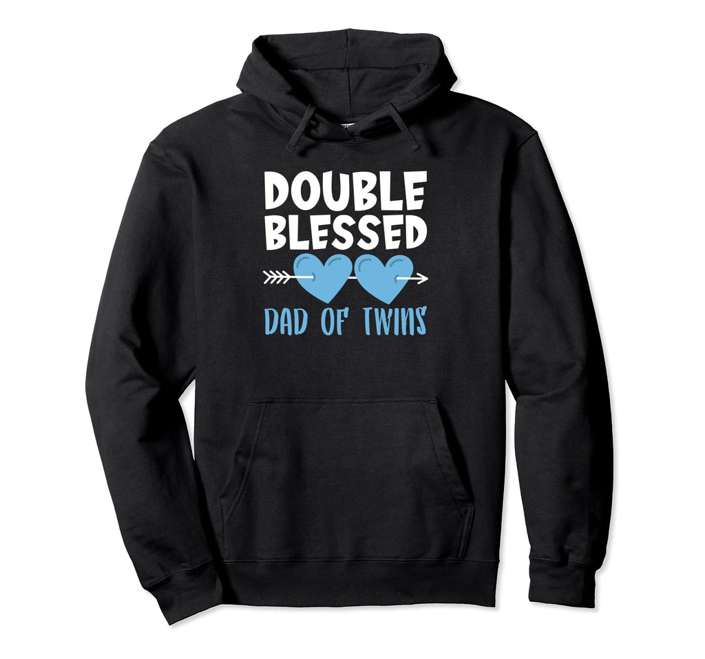 Double Blessed Dad Twins Family Heart Hoodie - Casual Everyday Wear Unisex - T-Shirt, Sweatshirt, Hoodie