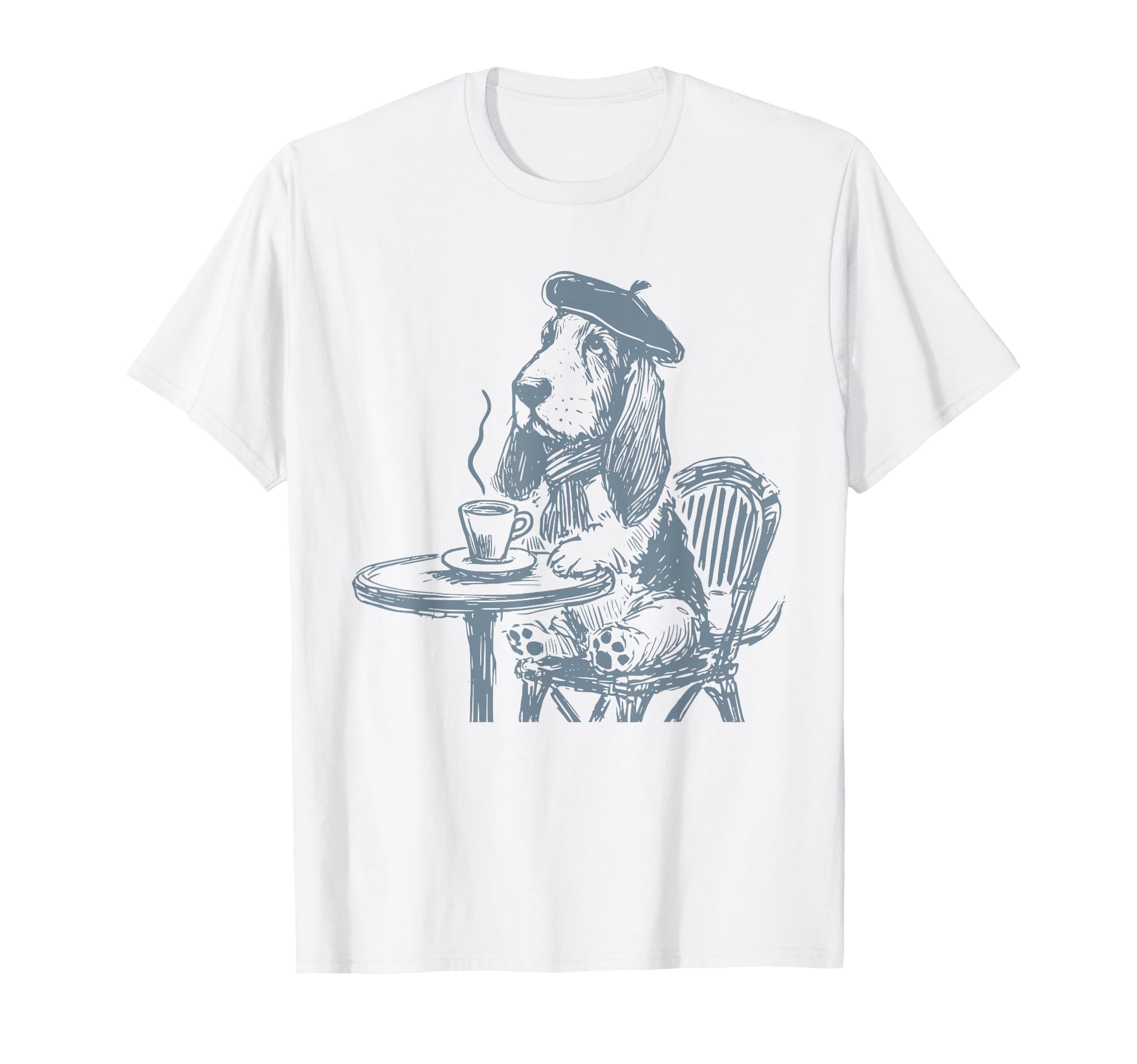 Basset Hound Paris Funny Coffee Dog T-Shirt - Minimalist Print Men Women - T-Shirt, Sweatshirt, Hoodie