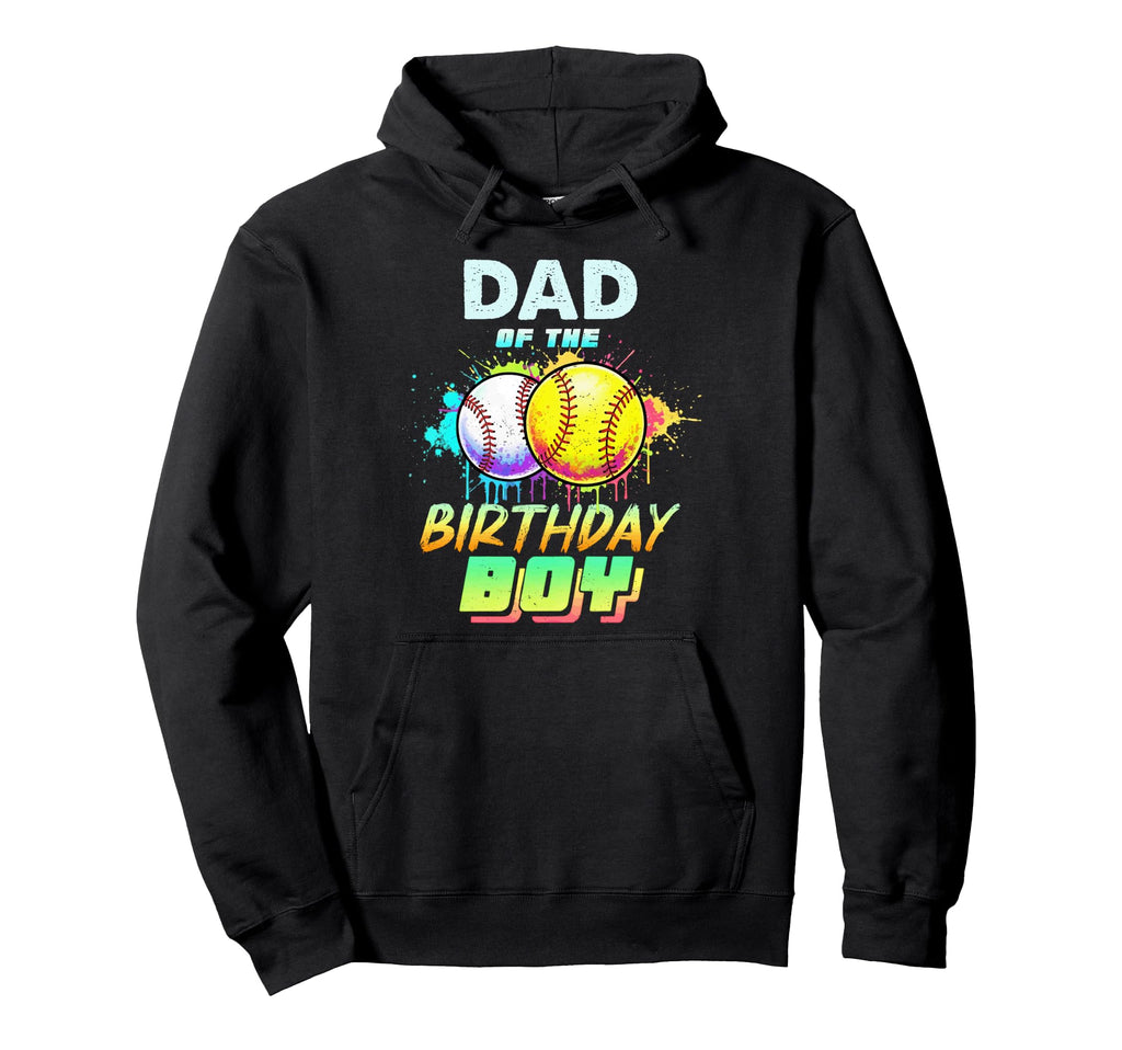 Dad Birthday Baseball Softball Colorful Hoodie - Graphic Print Unisex - T-Shirt, Sweatshirt, Hoodie