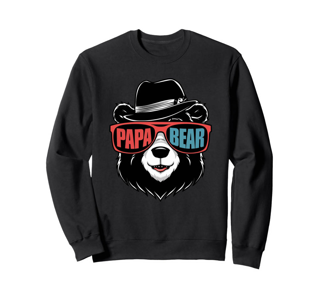 Mens Papa Bear Face Sunglasses Papa Sweatshirt - Minimalist Print Unisex - T-Shirt, Sweatshirt, Hoodie