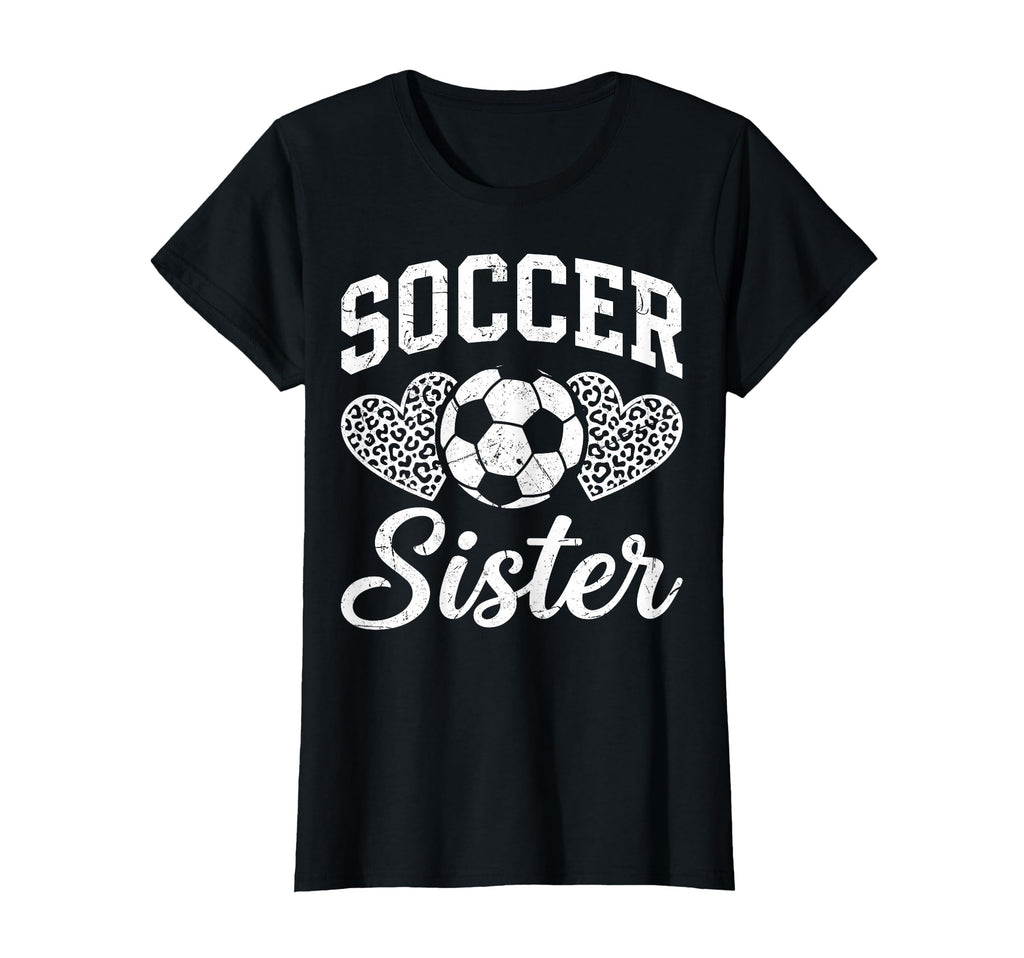Soccer Sister Leopard Hearts Ball T-Shirt - Custom Art Print for Adults - T-Shirt, Sweatshirt, Hoodie