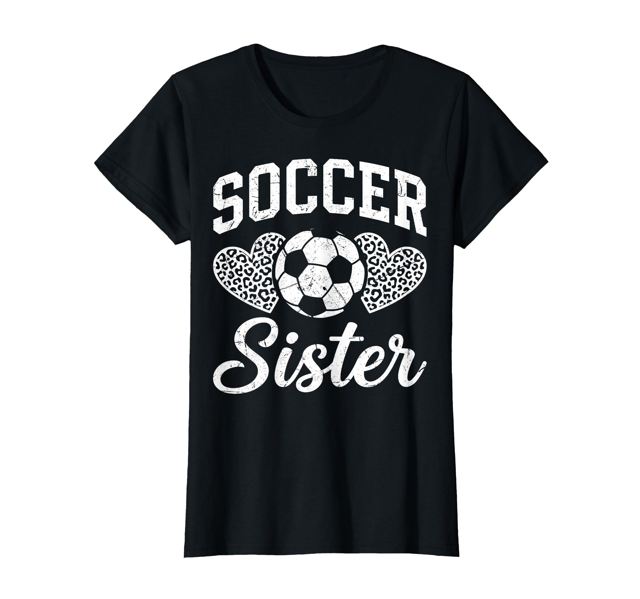 Soccer Sister Leopard Hearts Ball T-Shirt - Custom Art Print for Adults - T-Shirt, Sweatshirt, Hoodie