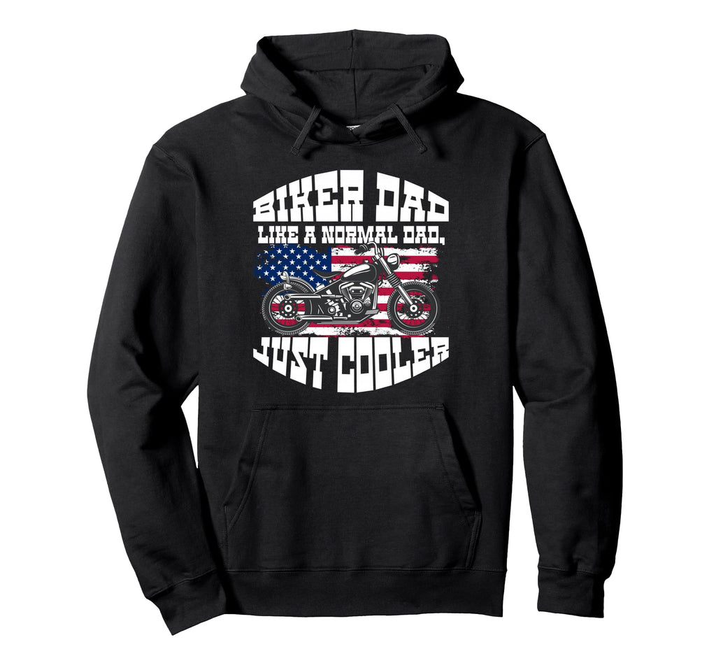 Motorcycle Dad Patriotic Usa Flag Biker Hoodie - Novelty Apparel Unisex - T-Shirt, Sweatshirt, Hoodie