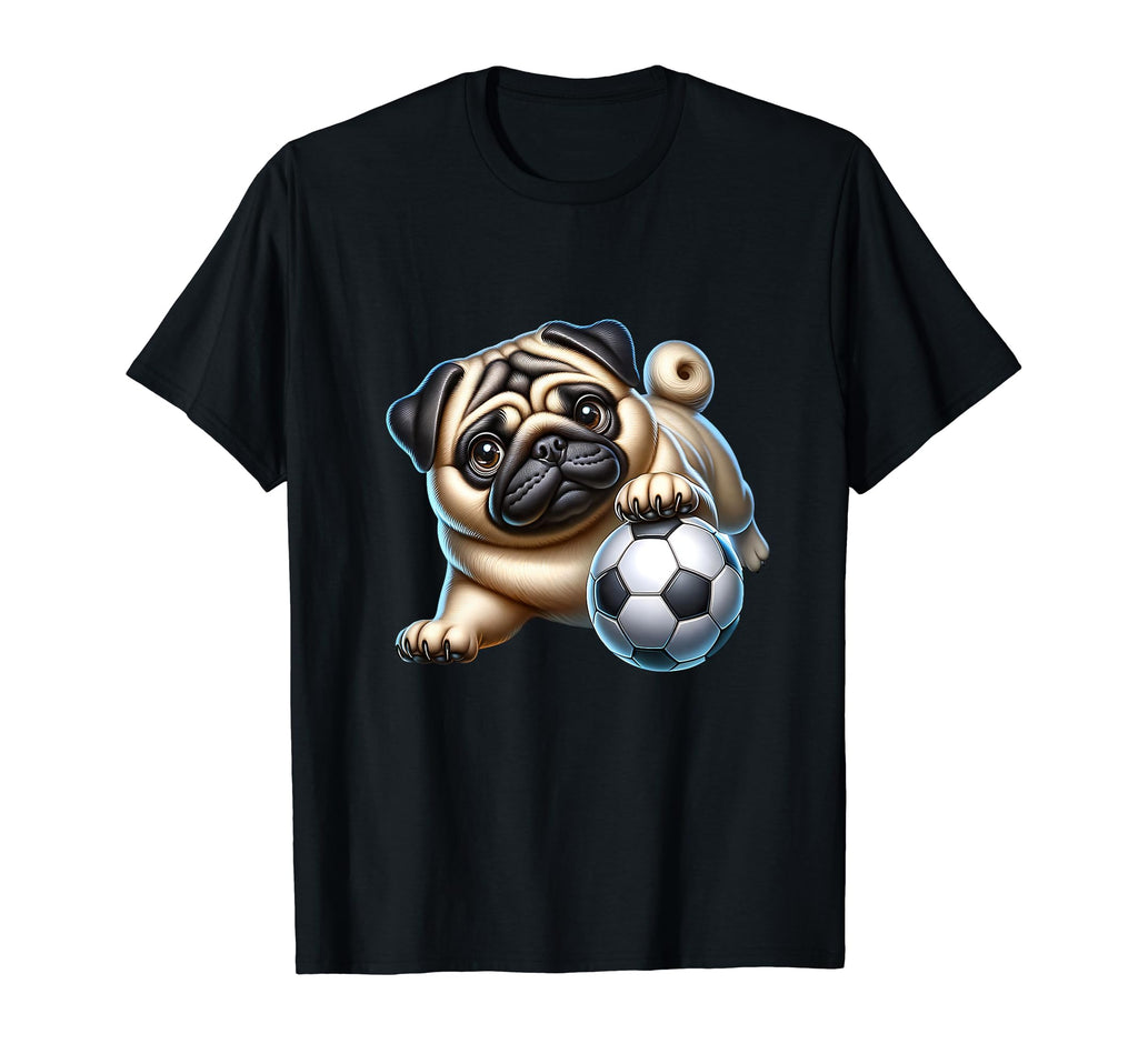 Pug Soccer Player Fan Champion Ball T-Shirt - Unique Graphic for Adults - T-Shirt, Sweatshirt, Hoodie