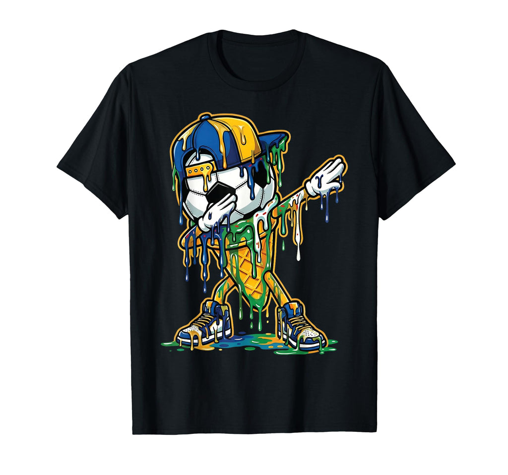 Soccer Ice Cream Dripping Dabbing T-Shirt - Trendy Graphic Men Women - T-Shirt, Sweatshirt, Hoodie