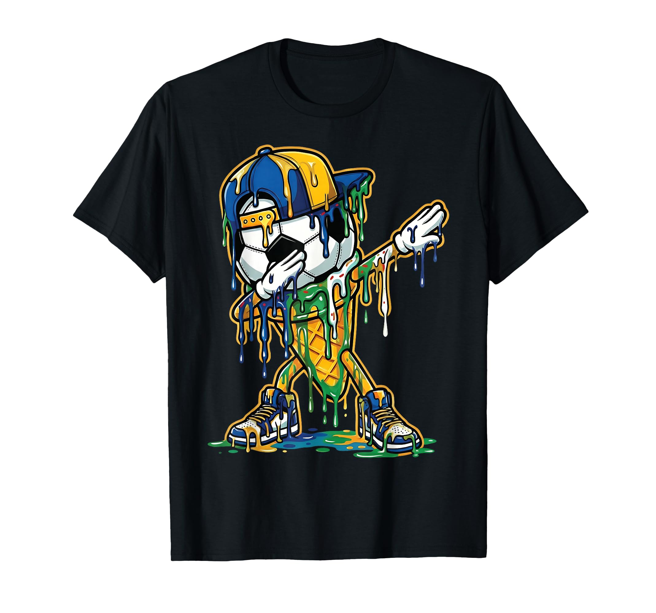 Soccer Ice Cream Dripping Dabbing T-Shirt - Trendy Graphic Men Women - T-Shirt, Sweatshirt, Hoodie