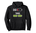Twin Dad Father Two Battery Dad Twins Hoodie - Graphic Print Men Women - T-Shirt, Sweatshirt, Hoodie