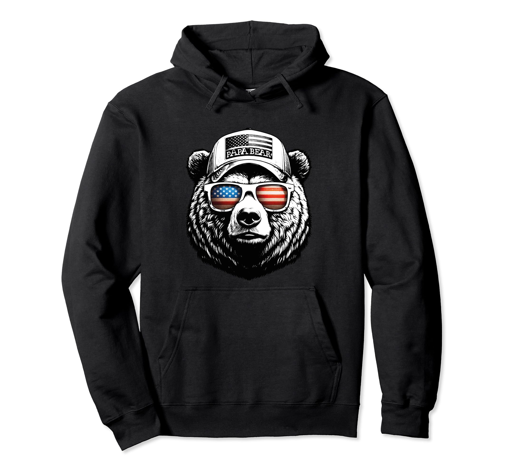 Papa Bear Face Sunglases 4Th July Hoodie - Casual Everyday Wear Unisex - T-Shirt, Sweatshirt, Hoodie