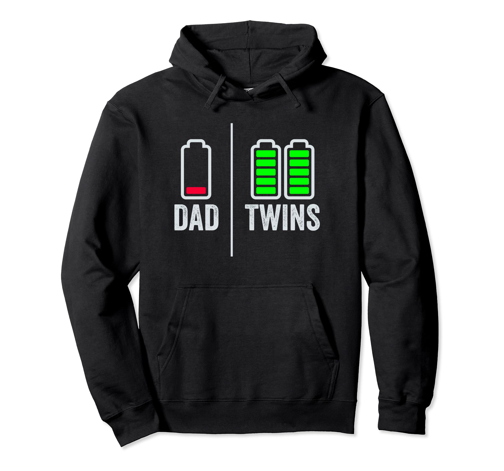 Tired Twin Dad Low Battery Full Charge Hoodie - Fun Novelty Design Unisex - T-Shirt, Sweatshirt, Hoodie