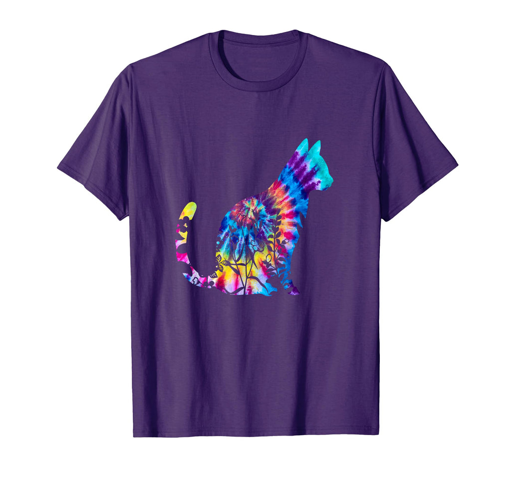 Cat Tie Dye Cat Floral Cat Lover T-Shirt - Unique Graphic Unisex - T-Shirt, Sweatshirt, Hoodie