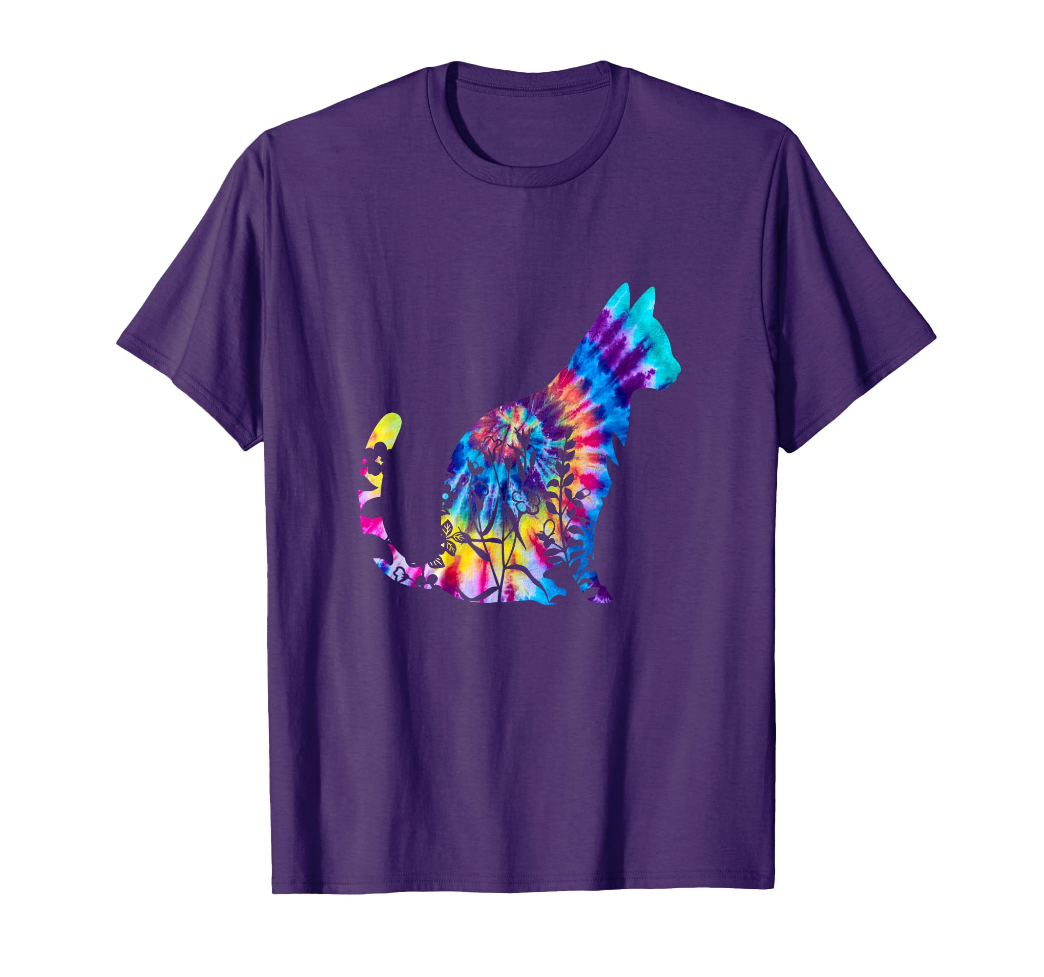 Cat Tie Dye Cat Floral Cat Lover T-Shirt - Unique Graphic Unisex - T-Shirt, Sweatshirt, Hoodie