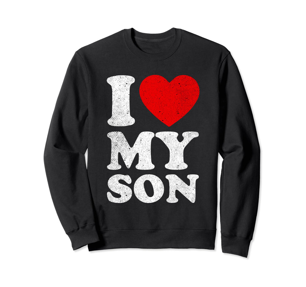 I Love My Son Red Heart Mom Outfit Sweatshirt - Unique Graphic for Adults - T-Shirt, Sweatshirt, Hoodie