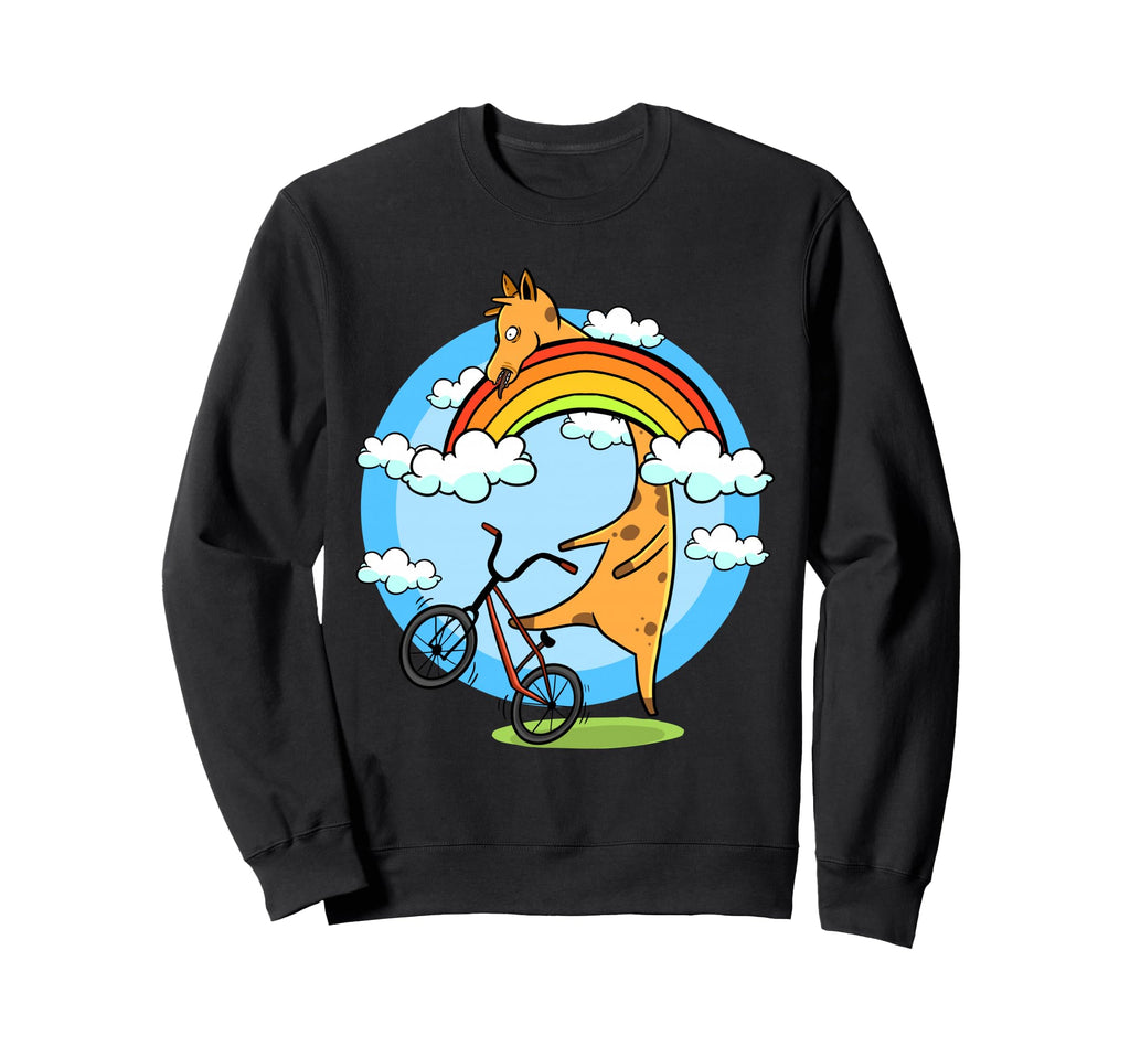 Giraffe Riding Bike Rainbow Funny Sweatshirt - Custom Art Print for Adults - T-Shirt, Sweatshirt, Hoodie