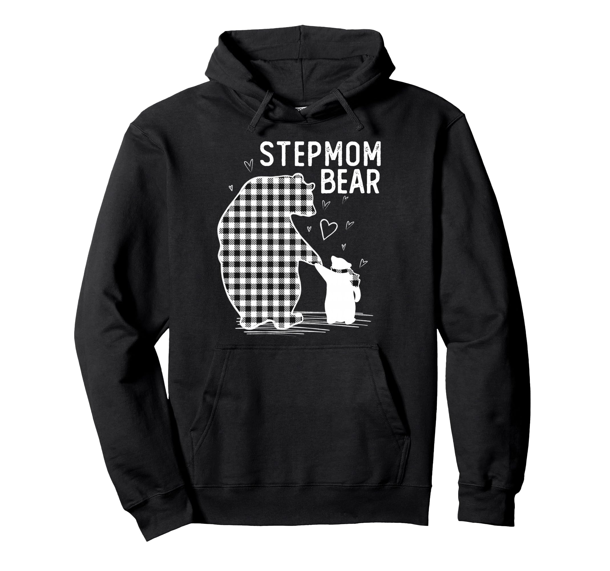 Stepmom Bear Pajama Grey Buffalo Plaid Hoodie - Aesthetic Graphic Men Women - T-Shirt, Sweatshirt, Hoodie