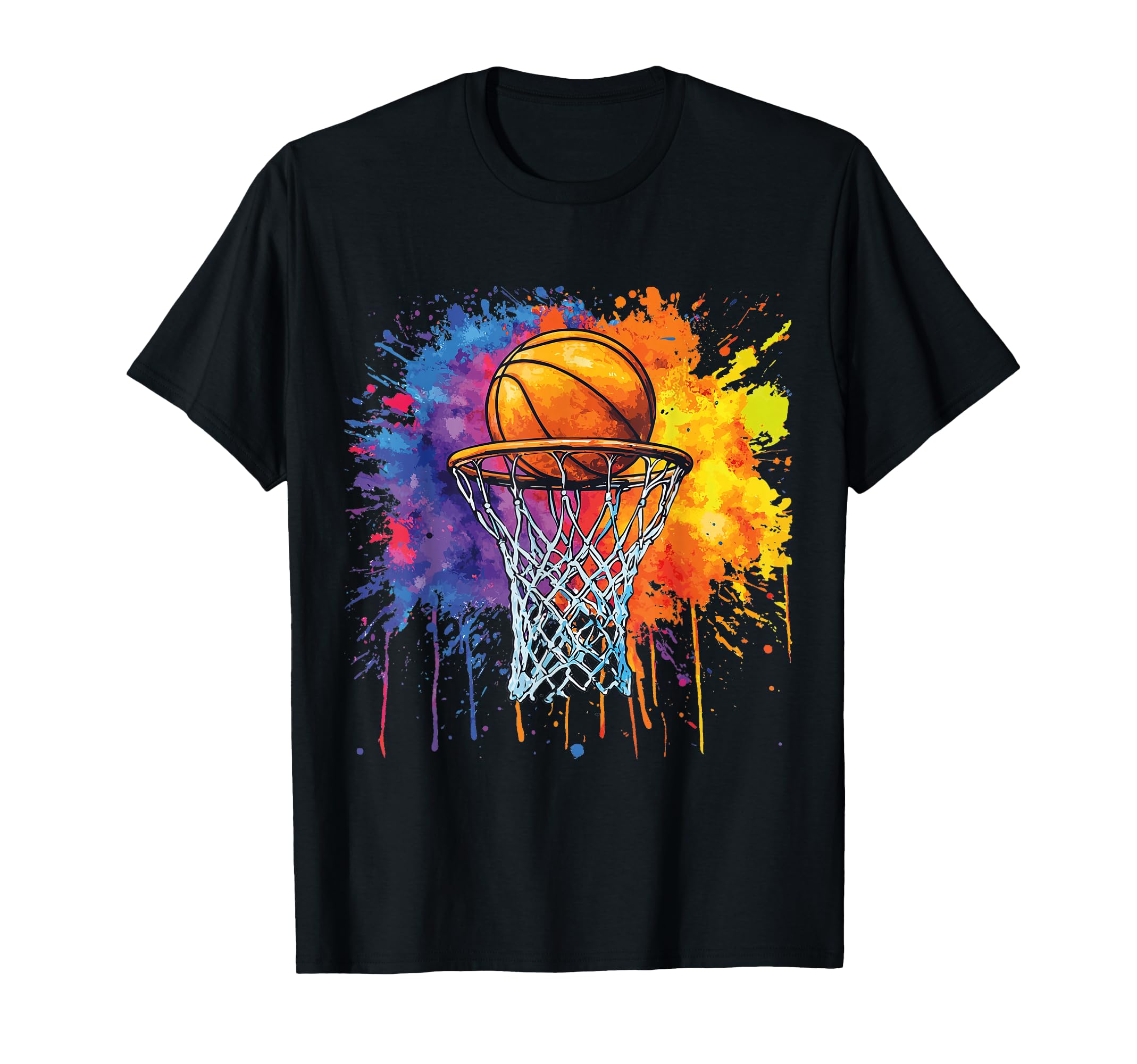 Basketball Colorful Drip Player And Fan T-Shirt - Fun Novelty Design Unisex - T-Shirt, Sweatshirt, Hoodie
