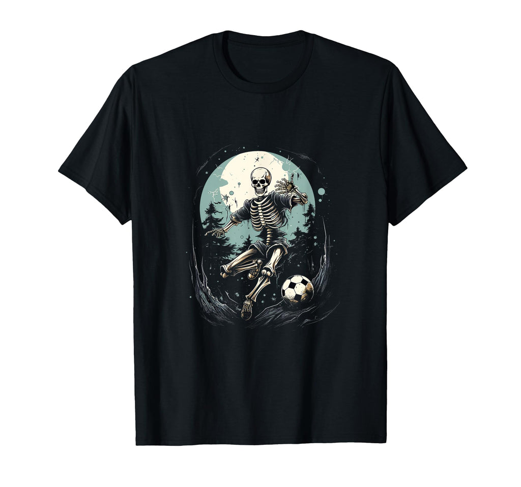 Skeleton Playing Soccer Halloween T-Shirt - Fun Novelty Design for Adults - T-Shirt, Sweatshirt, Hoodie