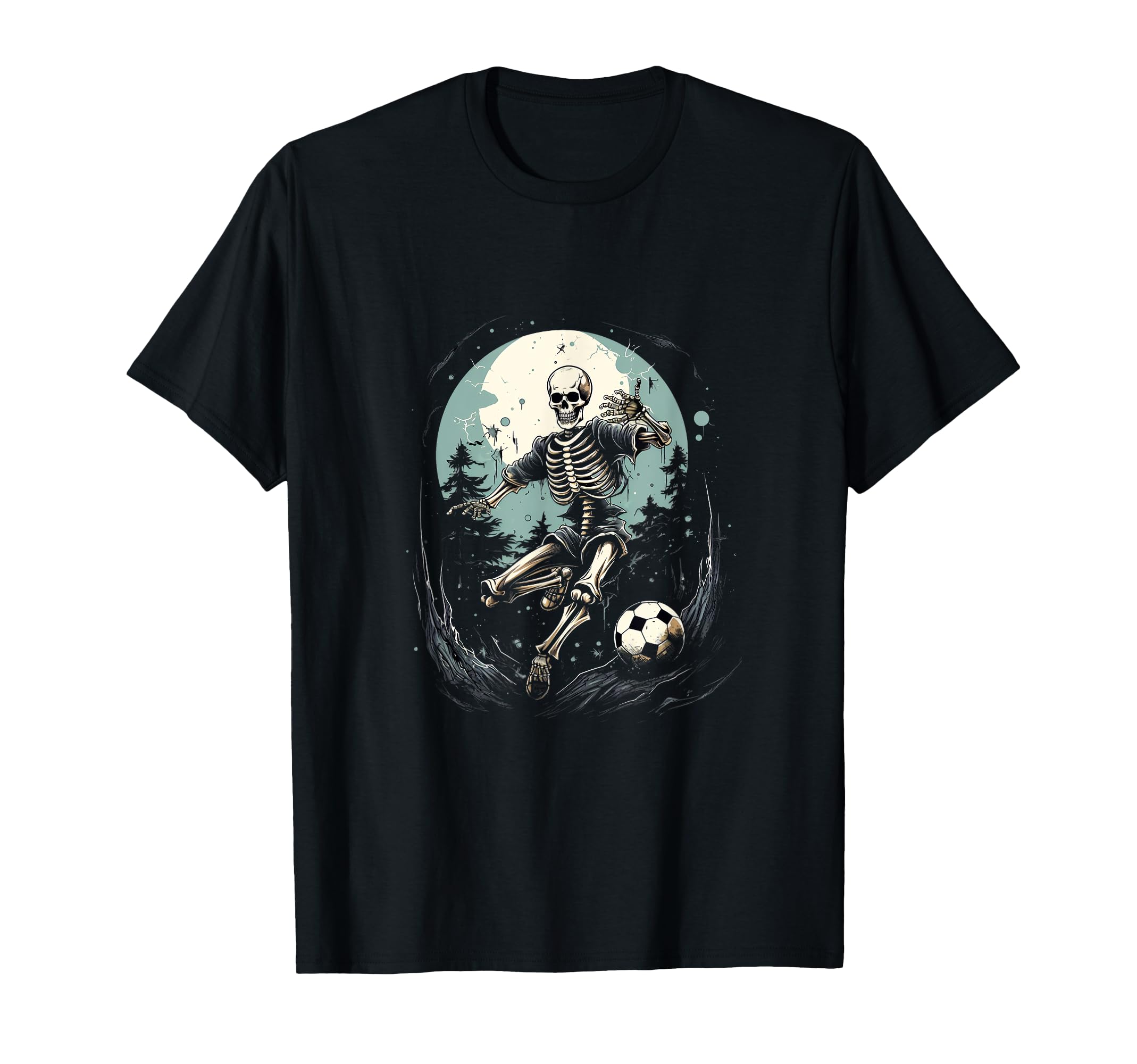 Skeleton Playing Soccer Halloween T-Shirt - Fun Novelty Design for Adults - T-Shirt, Sweatshirt, Hoodie