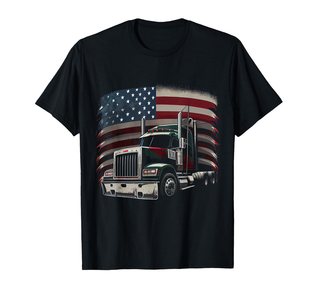 Us American Flag Truck Driver 18 T-Shirt - Custom Art Print Men Women - T-Shirt, Sweatshirt, Hoodie