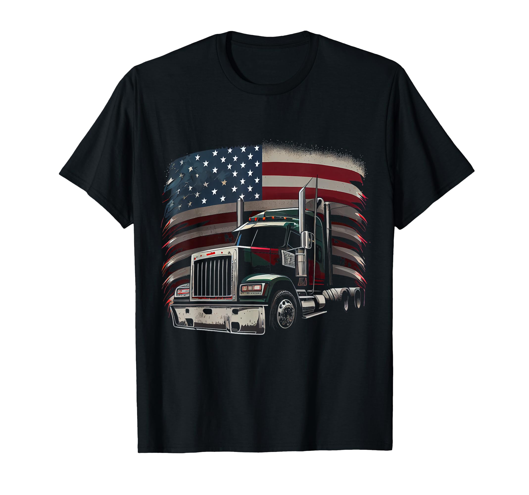 Us American Flag Truck Driver 18 T-Shirt - Custom Art Print Men Women - T-Shirt, Sweatshirt, Hoodie