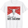 Vintage Western Bull Skull Raised On 90's Country - Adult & Kids T-Shirts, Sweatshirts & Hoodies apparel design preview 1