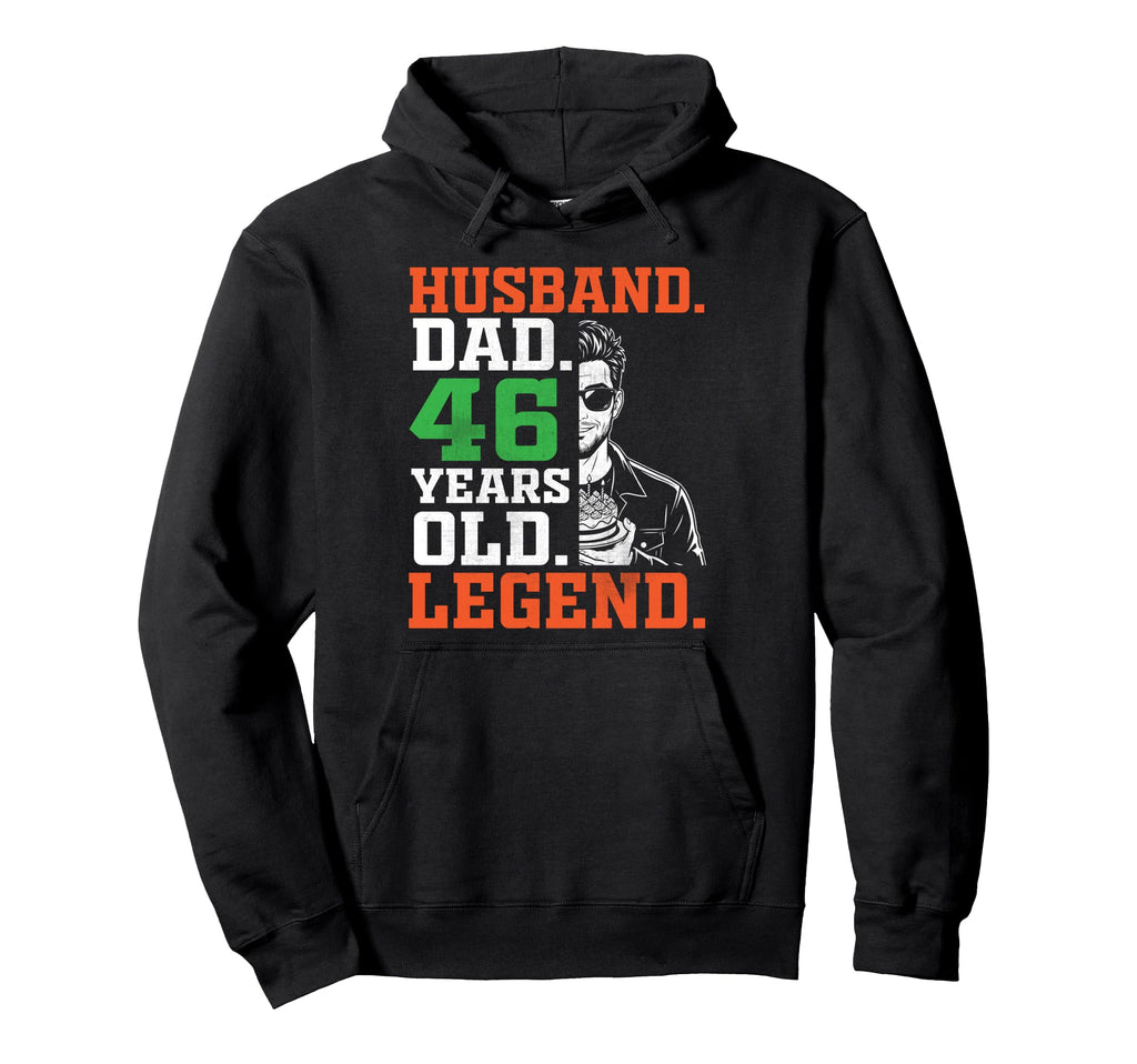 Happy Husband Dad 46 Years Old Legend Hoodie - Fun Novelty Design Unisex - T-Shirt, Sweatshirt, Hoodie