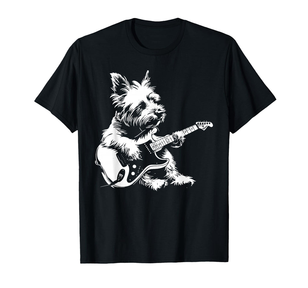 Dog Guitarist Guitar Westie Dad Mom T-Shirt - Aesthetic Graphic for Adults - T-Shirt, Sweatshirt, Hoodie