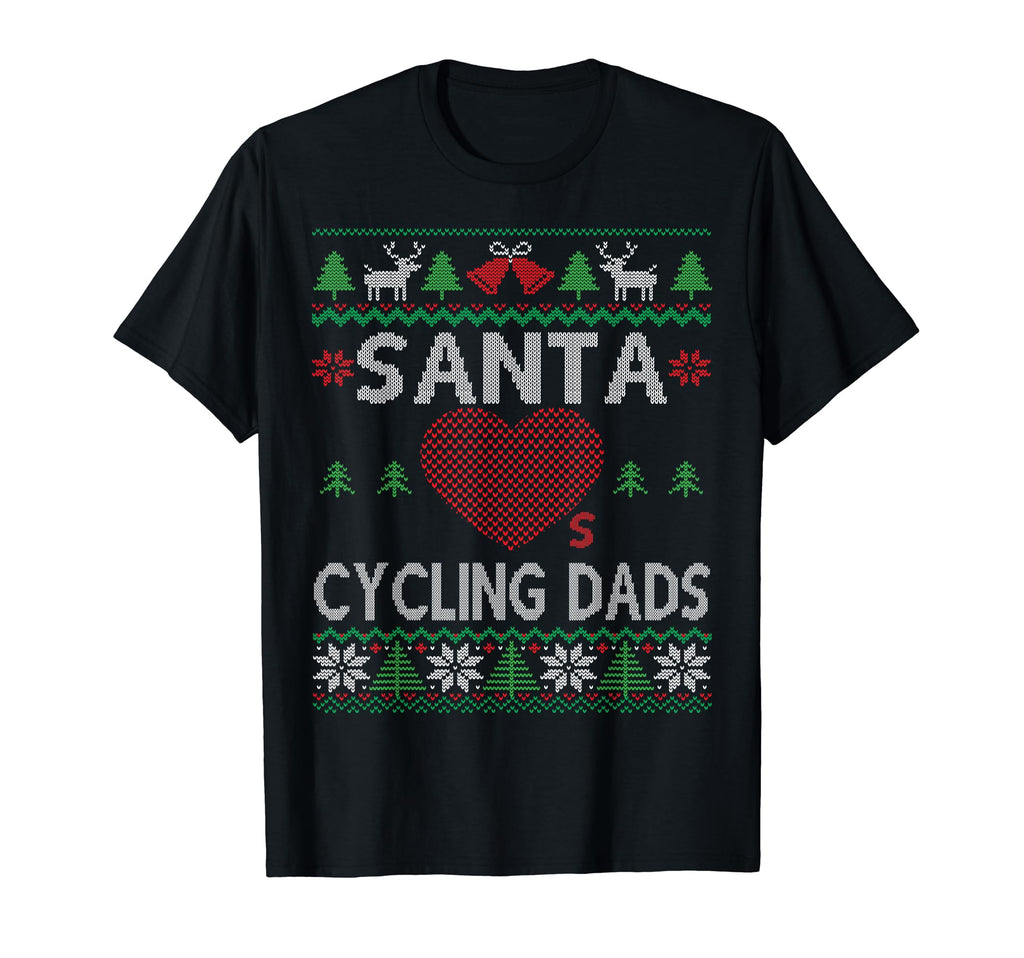 Santa Loves Cycling Dads Funny Ugly T-Shirt - Custom Art Print for Adults - T-Shirt, Sweatshirt, Hoodie