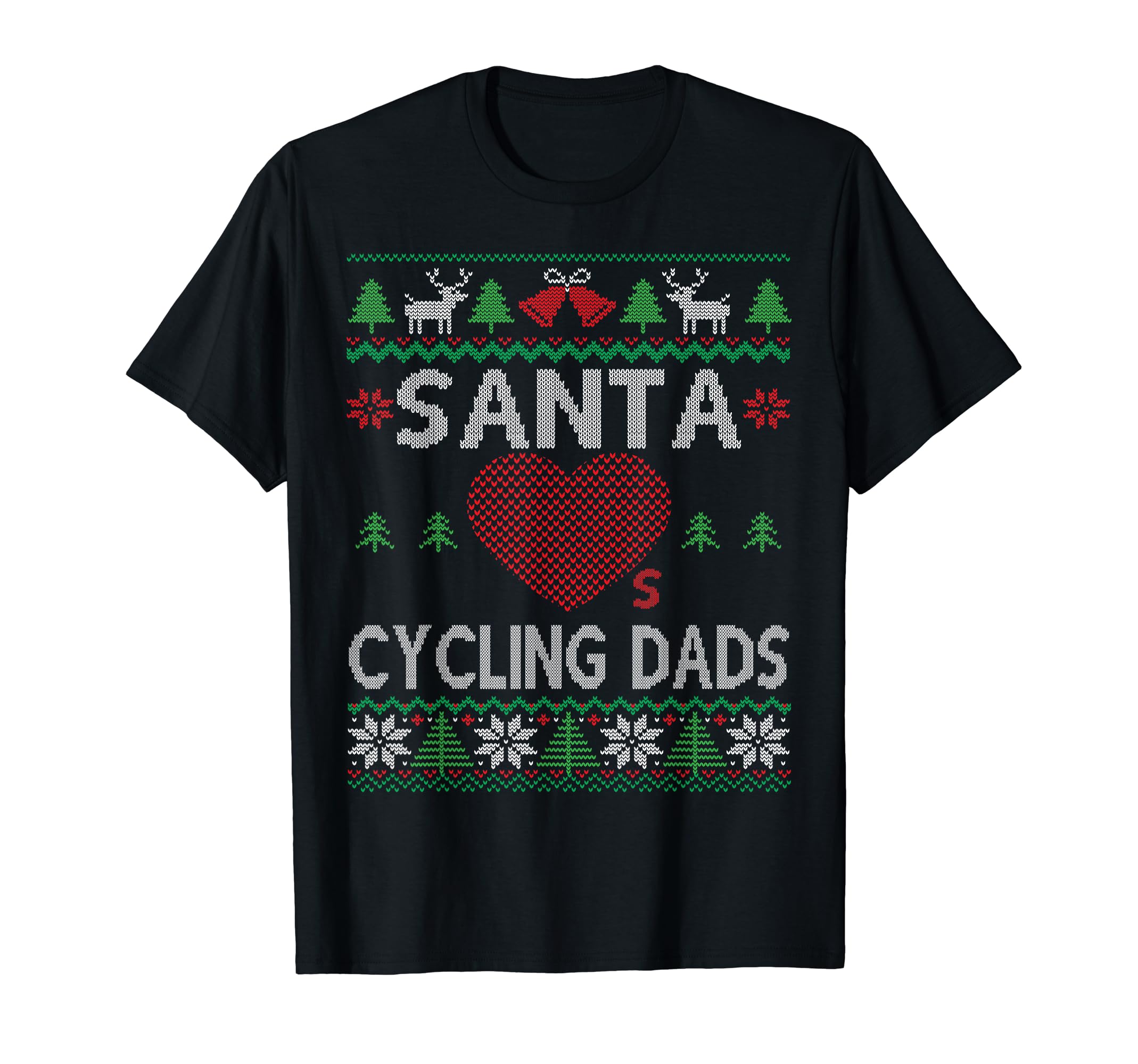 Santa Loves Cycling Dads Funny Ugly T-Shirt - Custom Art Print for Adults - T-Shirt, Sweatshirt, Hoodie