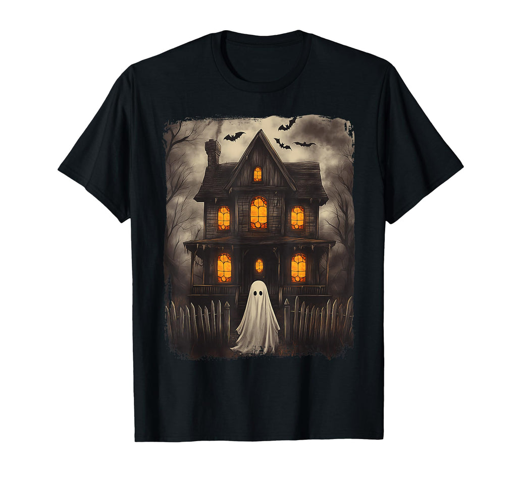 Ghost Haunted House Scary Halloween T-Shirt - Unique Graphic Unisex - T-Shirt, Sweatshirt, Hoodie