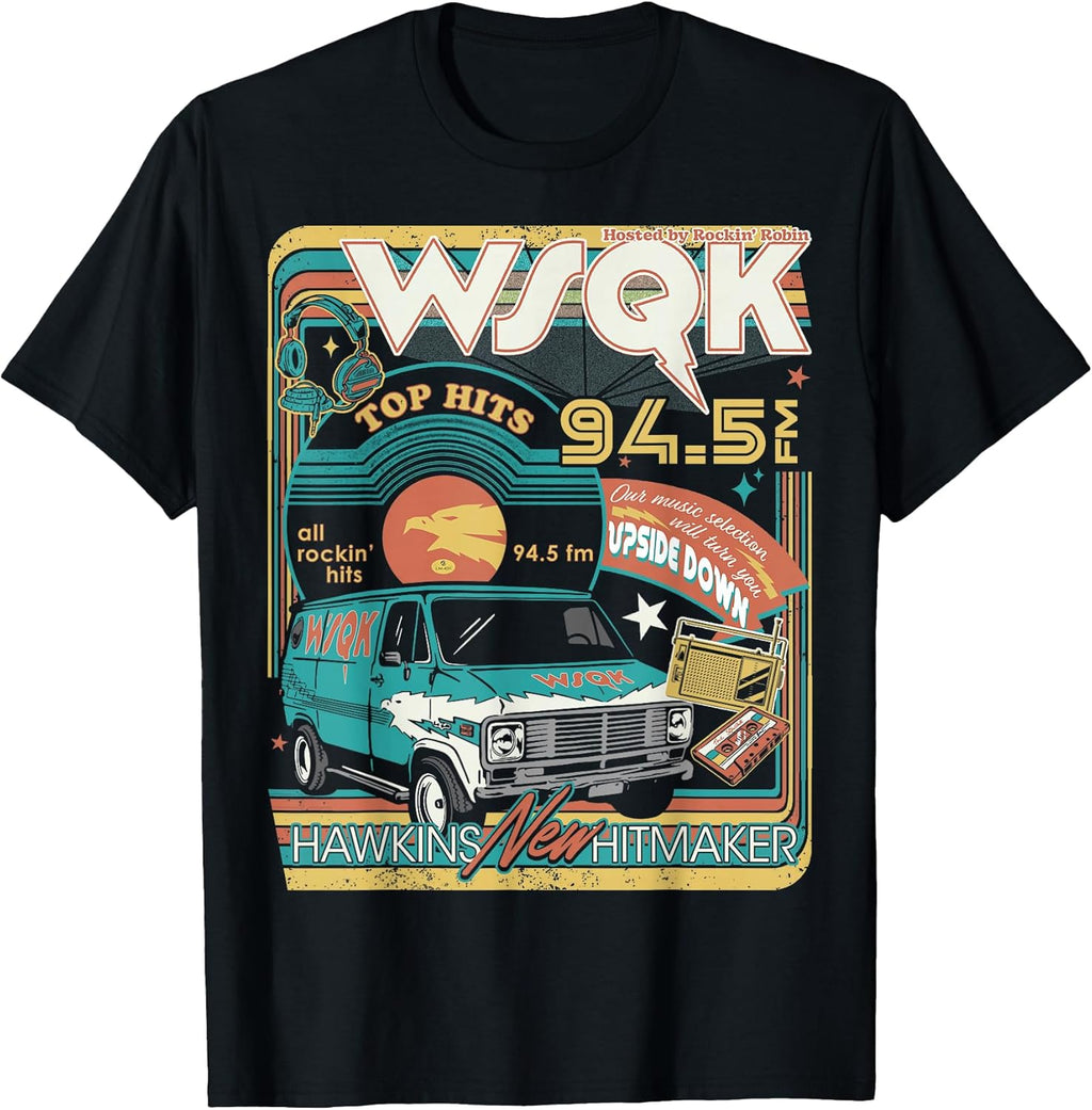 Season 5 WSQK Hawkins New Hitmaker Retro - Adult & Kids T-Shirts, Sweatshirts & Hoodies apparel design preview 1