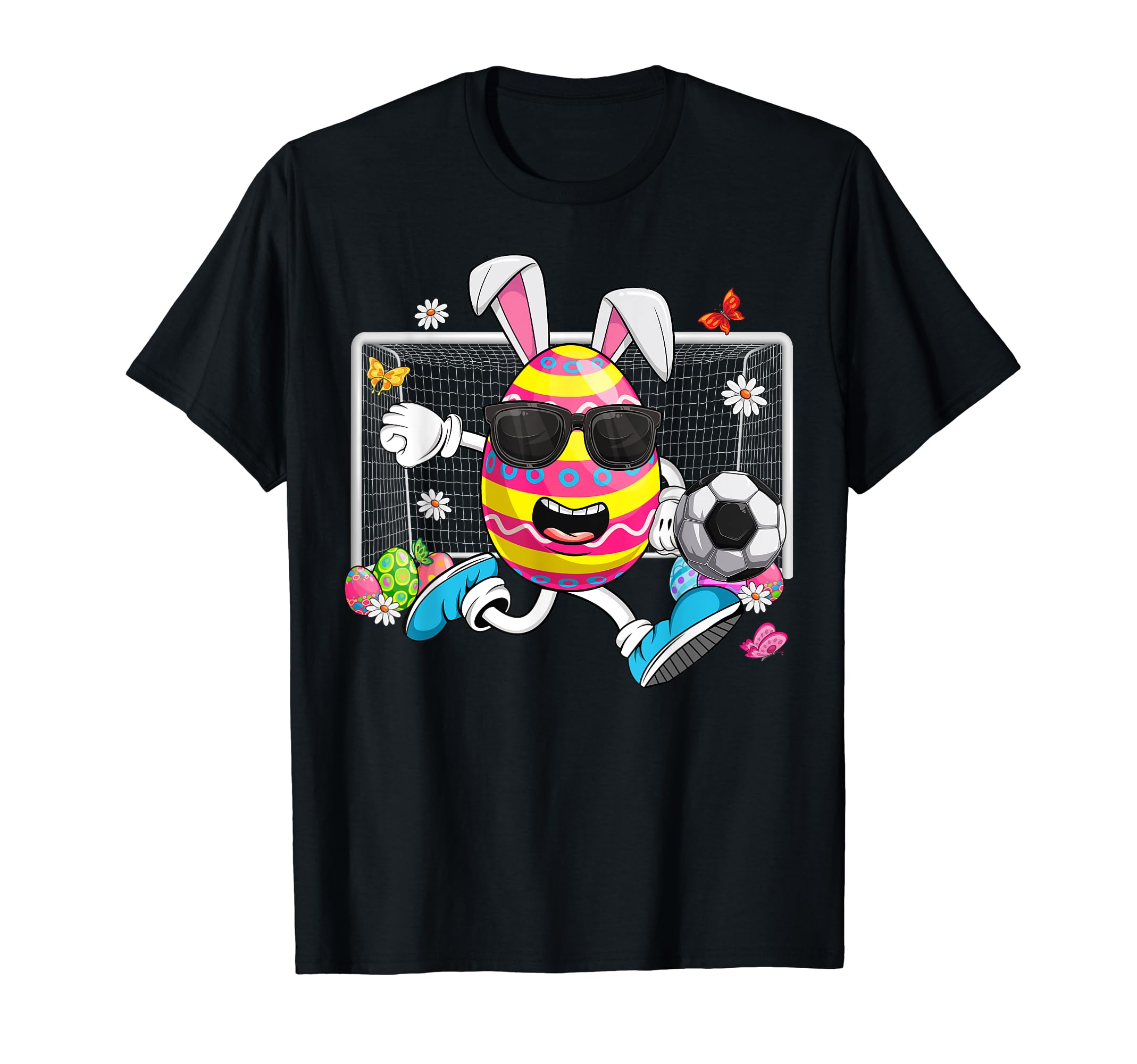 Funny Easter Egg Playing Soccer Bunny T-Shirt - Minimalist Print Men Women - T-Shirt, Sweatshirt, Hoodie