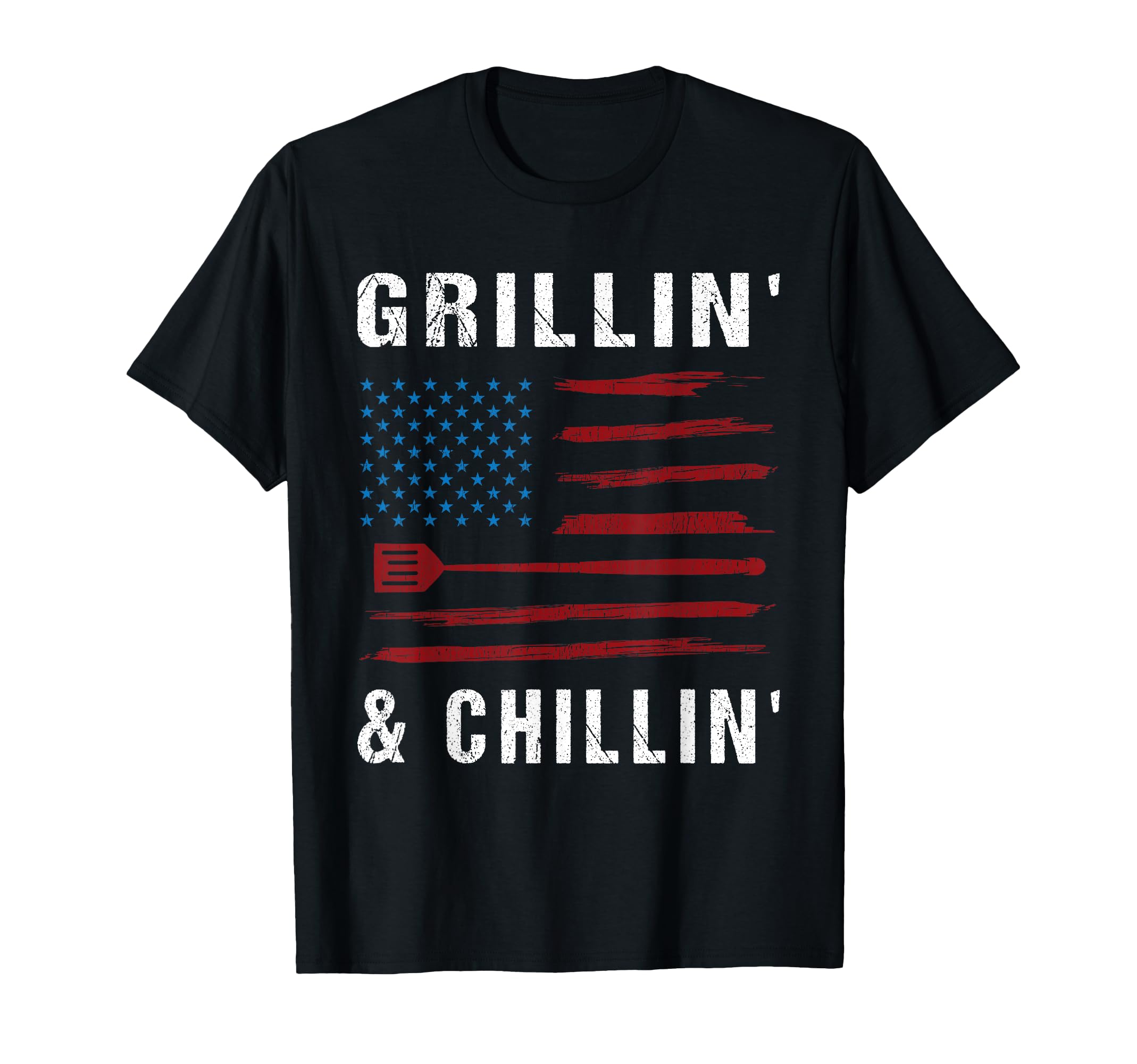 Grillin Chillin American Flag Bbq T-Shirt - Novelty Apparel Unisex - T-Shirt, Sweatshirt, Hoodie