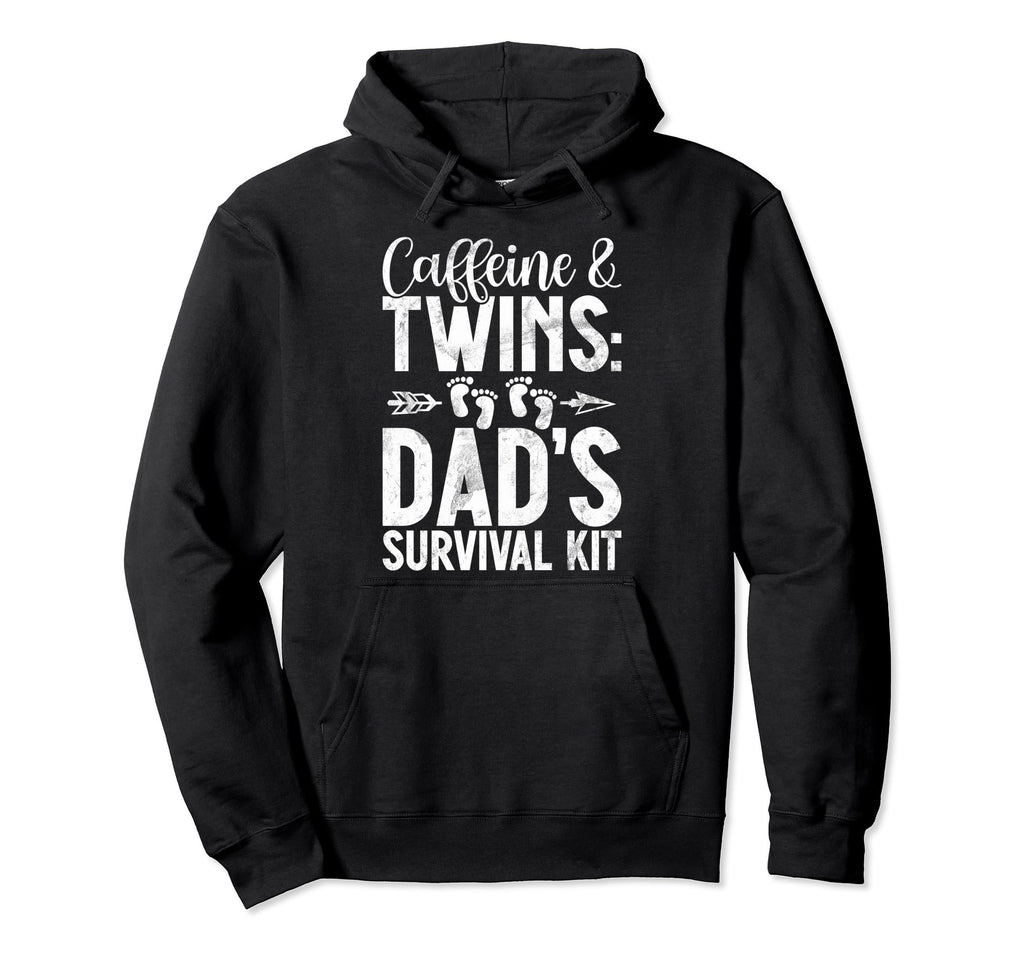 Caffeine And Twins Dads Survival Kit Twin Dad Hoodie - Graphic Print Unisex - T-Shirt, Sweatshirt, Hoodie
