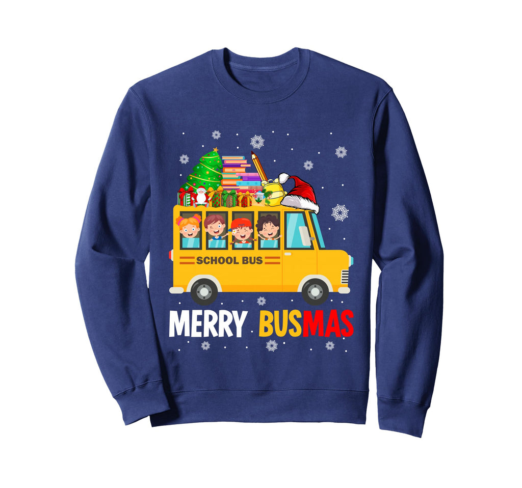 Merry Busmas School Bus Driver Santa Hat Sweatshirt - Unique Graphic Unisex - T-Shirt, Sweatshirt, Hoodie