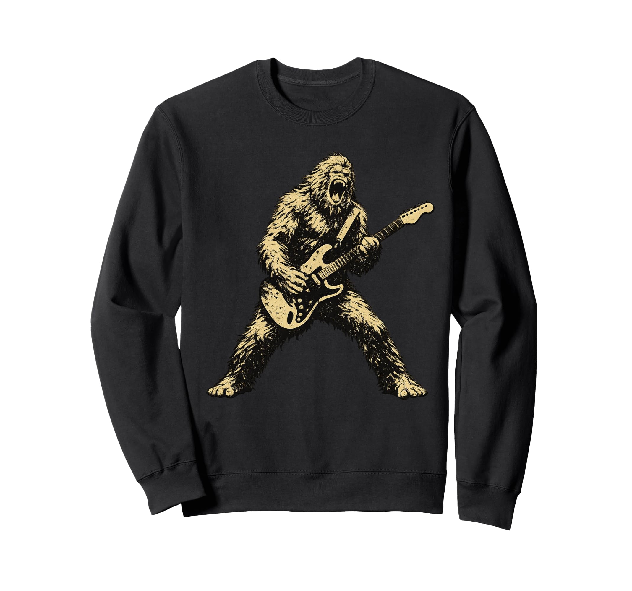 Bigfoot Dad Playing Guitar Funny Sweatshirt - Aesthetic Graphic Men Women - T-Shirt, Sweatshirt, Hoodie
