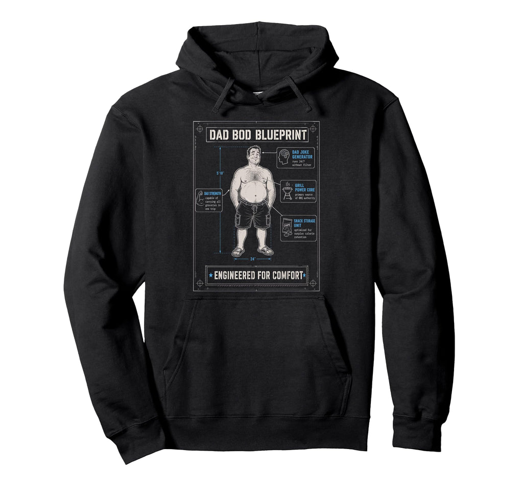 Dad Bod Blueprint Engineering Plan Hoodie - Custom Art Print for Adults - T-Shirt, Sweatshirt, Hoodie