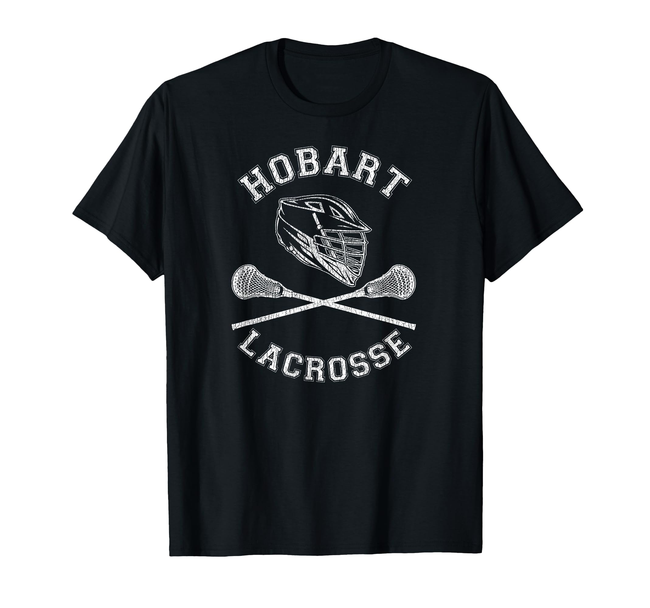 Hobart Lacrosse Distressed Lax T-Shirt - Novelty Apparel for Adults - T-Shirt, Sweatshirt, Hoodie