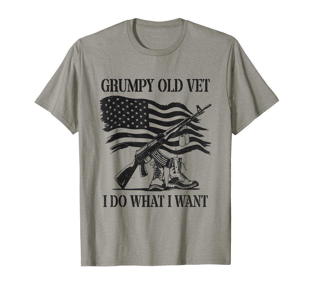 Grumpy Old Vet Veteran Military Boots T-Shirt - Trendy Graphic for Adults - T-Shirt, Sweatshirt, Hoodie