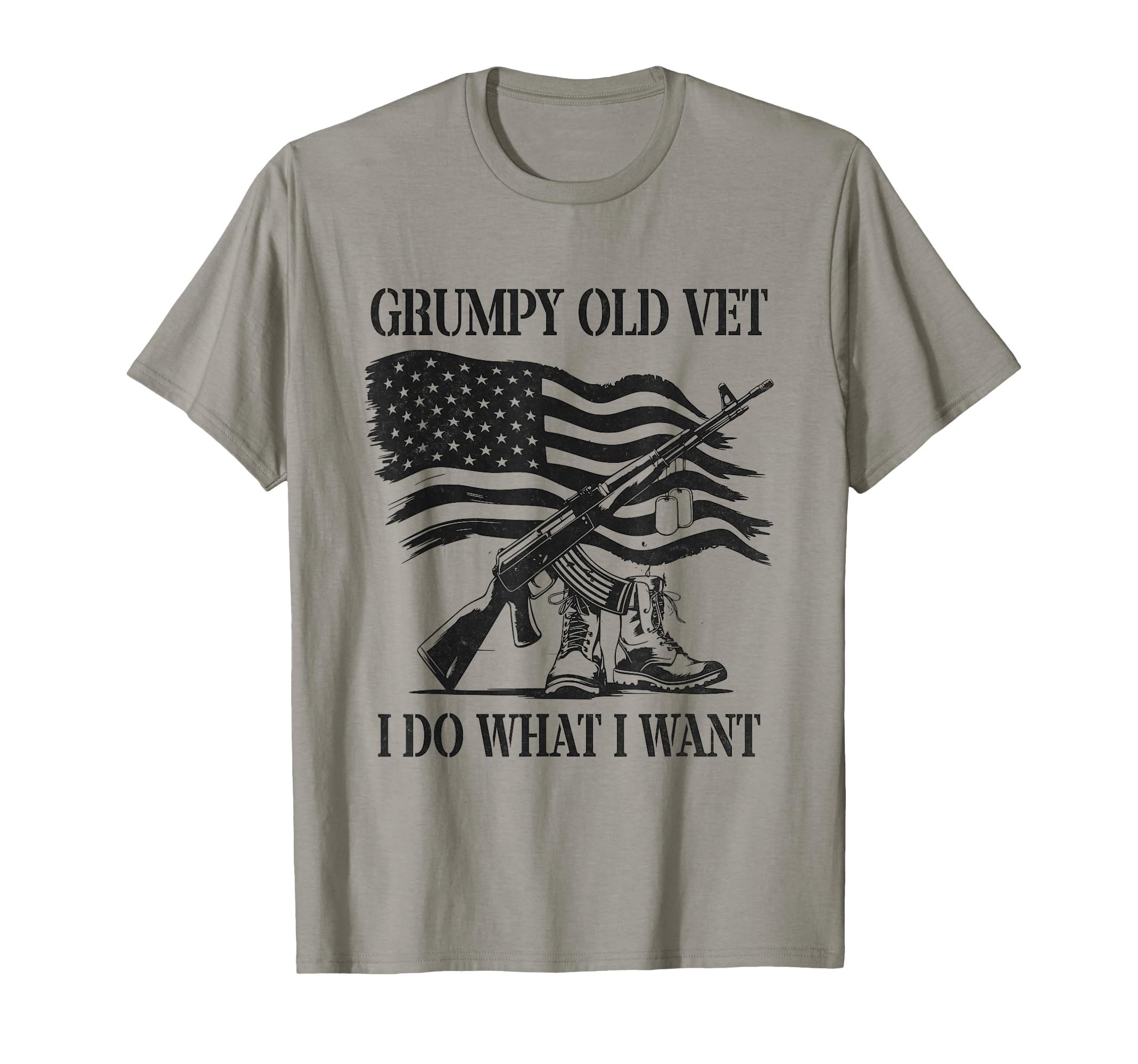 Grumpy Old Vet Veteran Military Boots T-Shirt - Trendy Graphic for Adults - T-Shirt, Sweatshirt, Hoodie