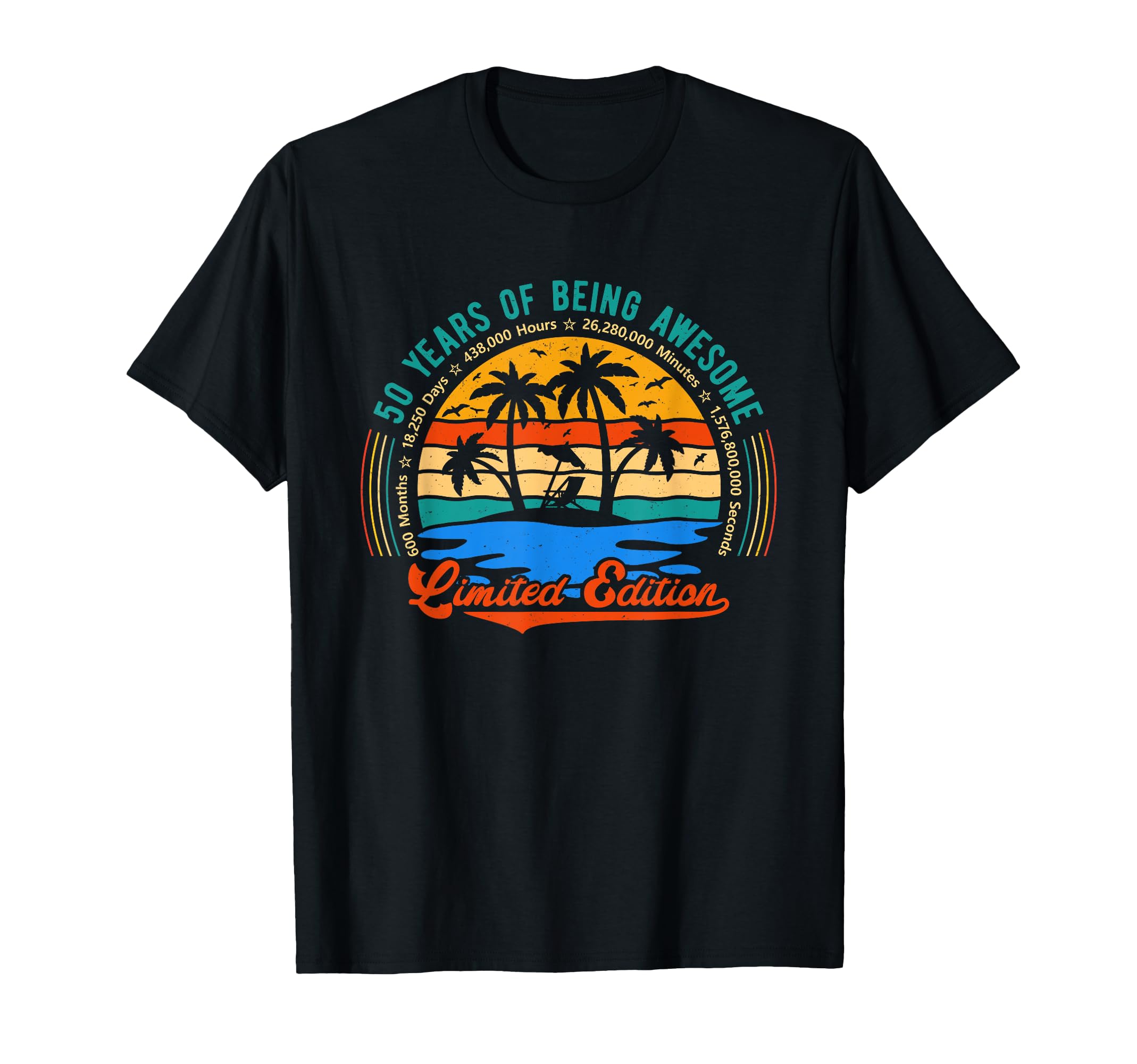 50 Years Old Palm Tree 50Th Birthday T-Shirt - Minimalist Print Men Women - T-Shirt, Sweatshirt, Hoodie