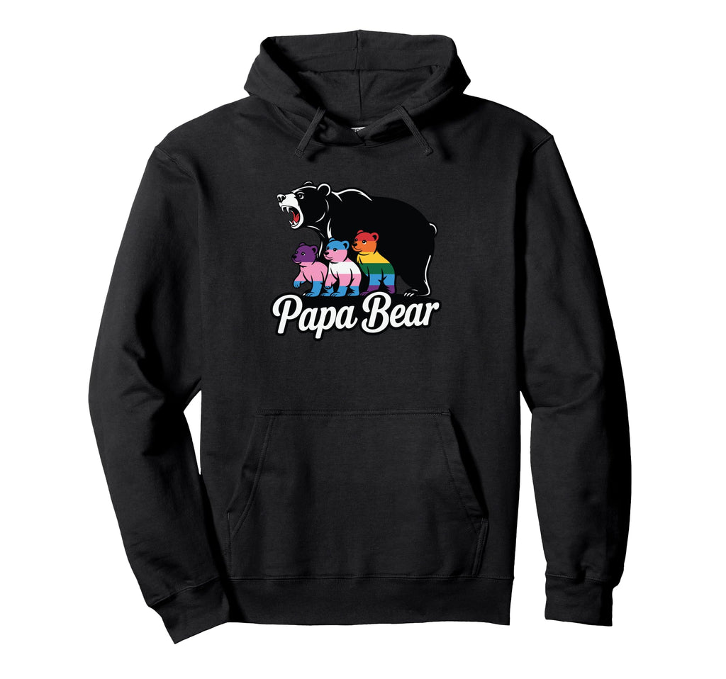 Papa Bear Pride Colorful Family Hoodie - Casual Everyday Wear for Adults - T-Shirt, Sweatshirt, Hoodie