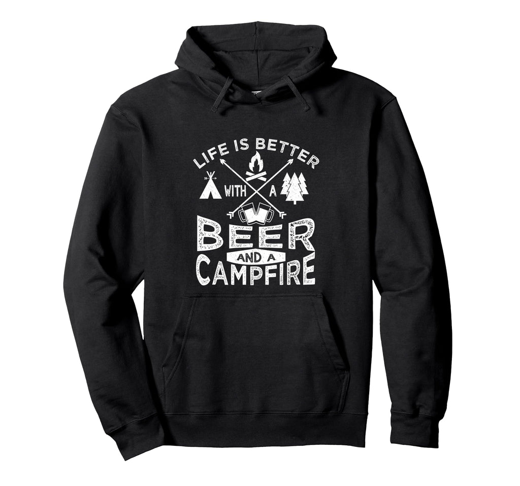 Camping Beer Campfire Tent Hoodie - Custom Art Print Men Women - T-Shirt, Sweatshirt, Hoodie