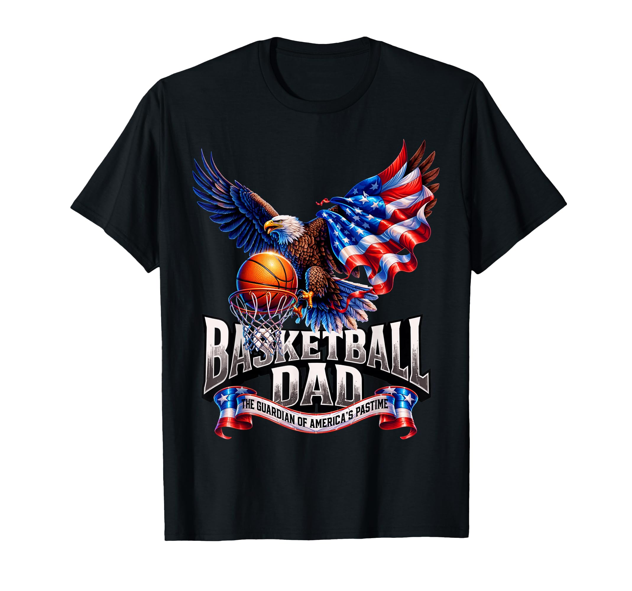 Basketball Dad American Flag Basketball T-Shirt - Graphic Print Unisex - T-Shirt, Sweatshirt, Hoodie