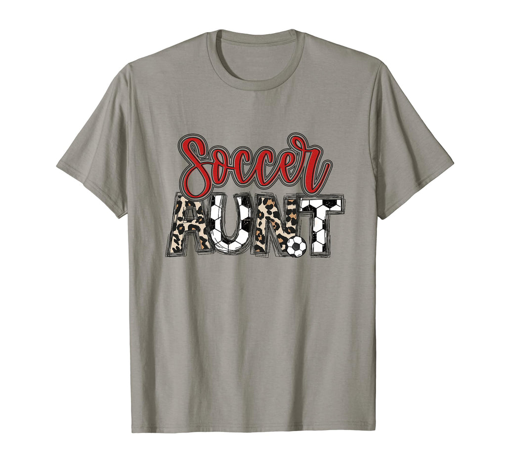 Soccer Aunt Leopard Red Soccer Auntie T-Shirt - Fun Novelty Design Unisex - T-Shirt, Sweatshirt, Hoodie
