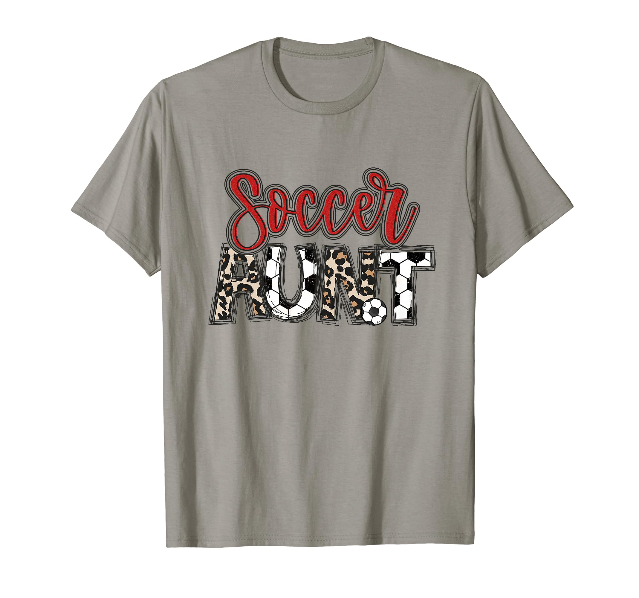 Soccer Aunt Leopard Red Soccer Auntie T-Shirt - Fun Novelty Design Unisex - T-Shirt, Sweatshirt, Hoodie