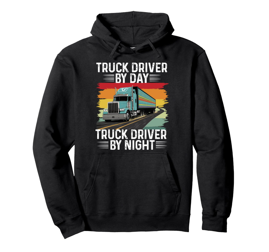 Trucker Papa Dad Semi Truck Driver Lover Hoodie - Graphic Print Unisex - T-Shirt, Sweatshirt, Hoodie